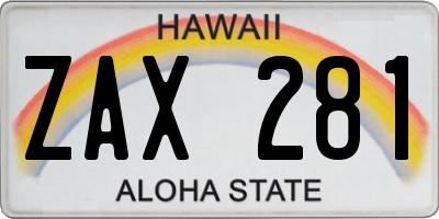 HI license plate ZAX281