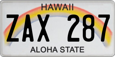 HI license plate ZAX287