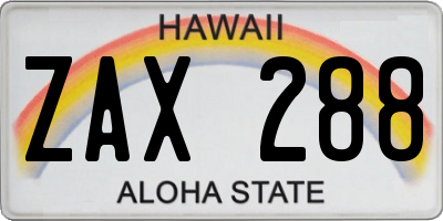 HI license plate ZAX288