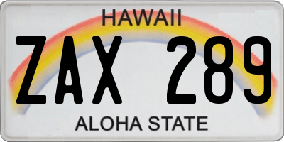 HI license plate ZAX289