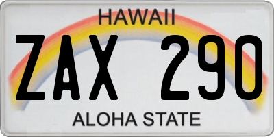 HI license plate ZAX290