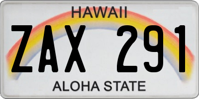 HI license plate ZAX291