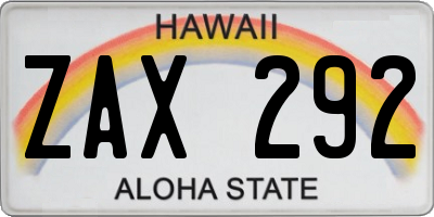 HI license plate ZAX292