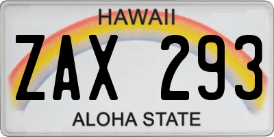 HI license plate ZAX293