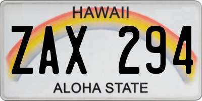 HI license plate ZAX294