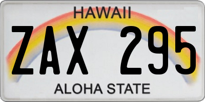HI license plate ZAX295