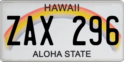 HI license plate ZAX296