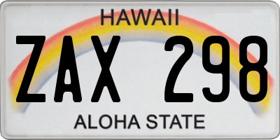 HI license plate ZAX298