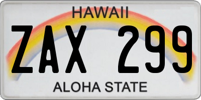 HI license plate ZAX299