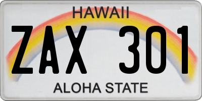 HI license plate ZAX301