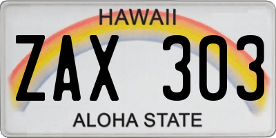 HI license plate ZAX303