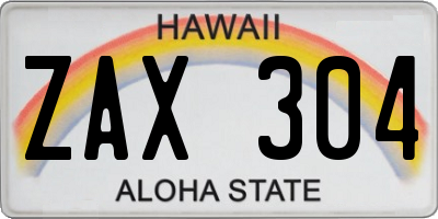 HI license plate ZAX304