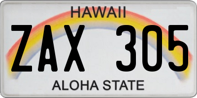 HI license plate ZAX305