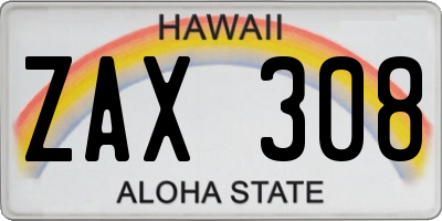 HI license plate ZAX308