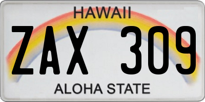 HI license plate ZAX309