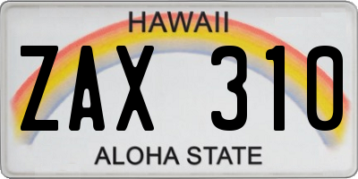 HI license plate ZAX310