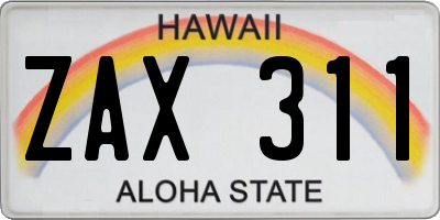 HI license plate ZAX311
