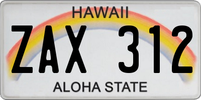 HI license plate ZAX312