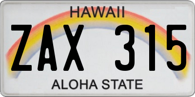 HI license plate ZAX315