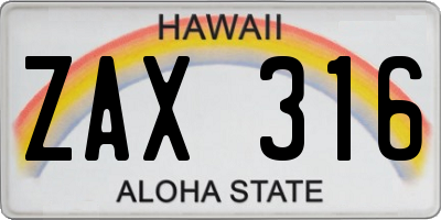 HI license plate ZAX316
