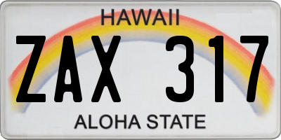 HI license plate ZAX317