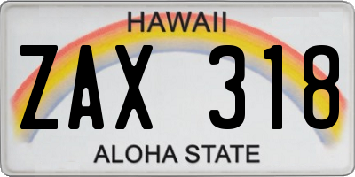 HI license plate ZAX318