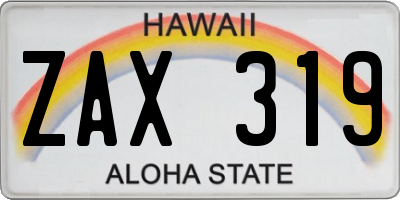 HI license plate ZAX319