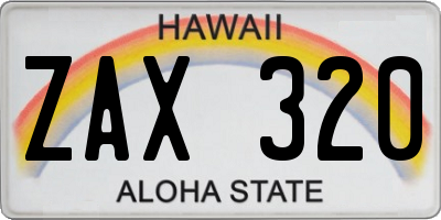 HI license plate ZAX320