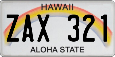HI license plate ZAX321