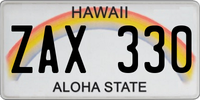 HI license plate ZAX330