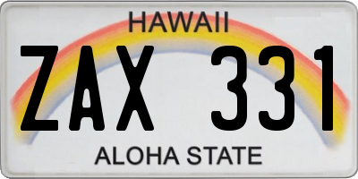 HI license plate ZAX331