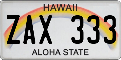 HI license plate ZAX333