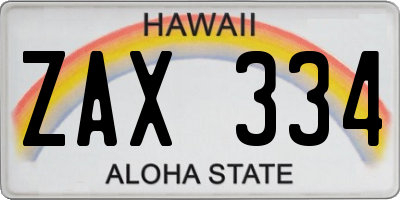 HI license plate ZAX334