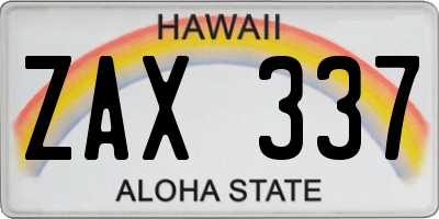 HI license plate ZAX337