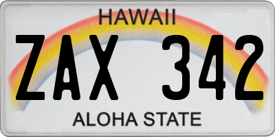 HI license plate ZAX342