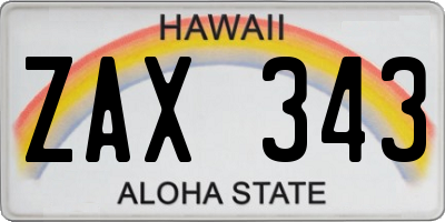 HI license plate ZAX343
