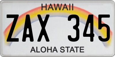 HI license plate ZAX345