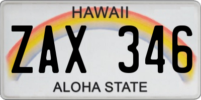 HI license plate ZAX346