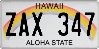 HI license plate ZAX347