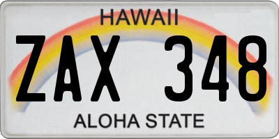 HI license plate ZAX348