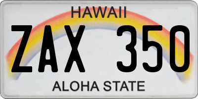 HI license plate ZAX350