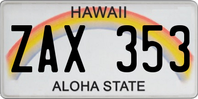 HI license plate ZAX353