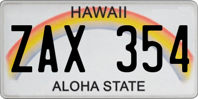 HI license plate ZAX354