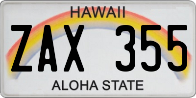 HI license plate ZAX355