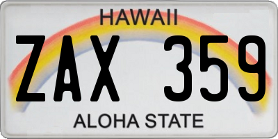 HI license plate ZAX359