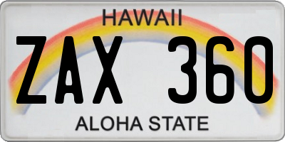 HI license plate ZAX360