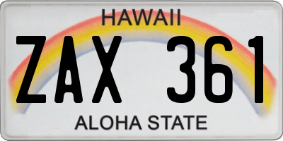 HI license plate ZAX361
