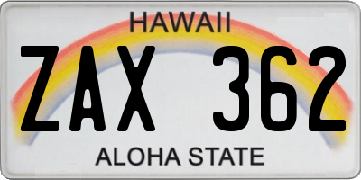 HI license plate ZAX362