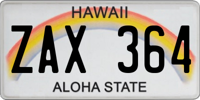 HI license plate ZAX364