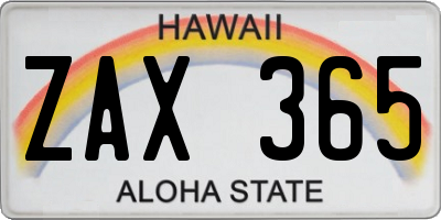 HI license plate ZAX365